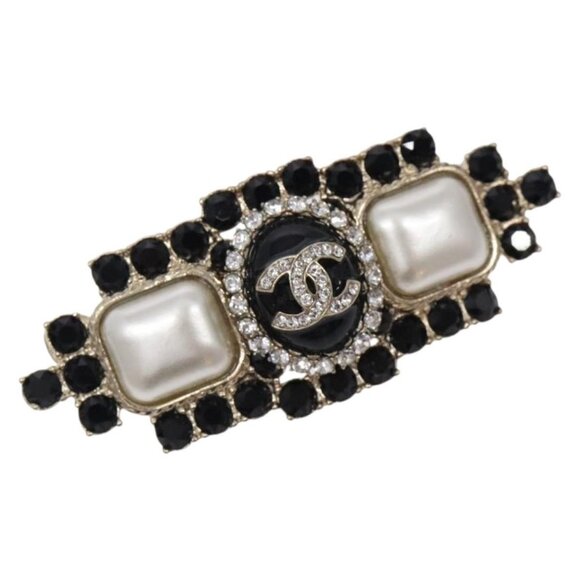 CHANEL COCO Mark Brooch metal Black CC Auth BA4085M - Picture 8 of 12